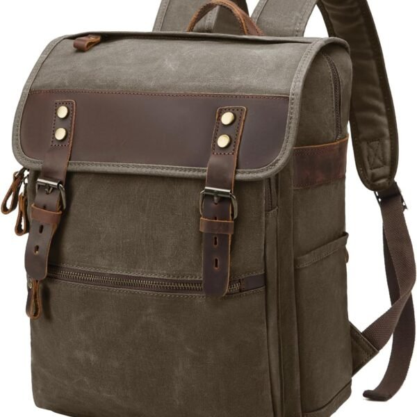 Waxed Canvas Leather Trim Computer Bag