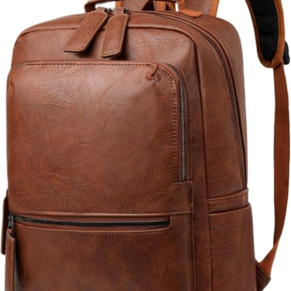 Multi Compartment PU Leather Casual Backpack
