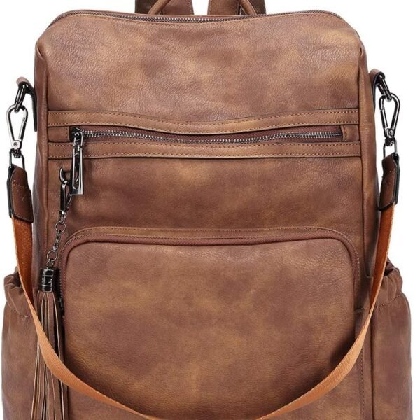 Convertible PU Leather Laptop Backpack
