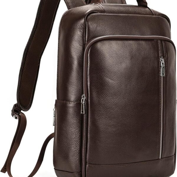 Cowhide Leather Laptop Backpack with USB Port